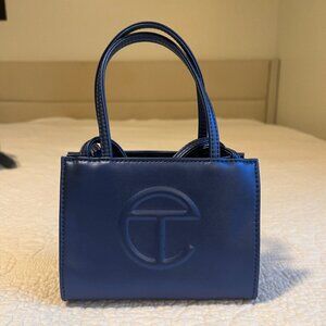Telfar Navy Mini Shopping Tote Small Crossbody Bag